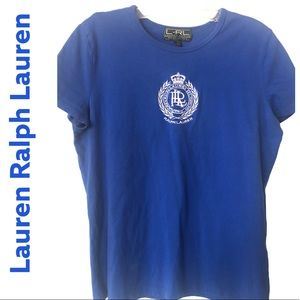 Lauren Ralph Lauren Vintage Short Sleeve LOGO Cotton Tee Blue L